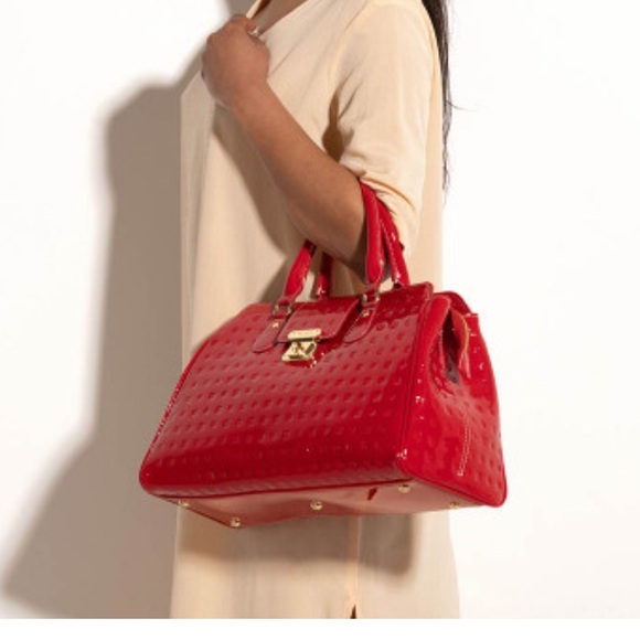 Arcadia Glossy Red Satchel Bag Teresa - Picture 1 of 8